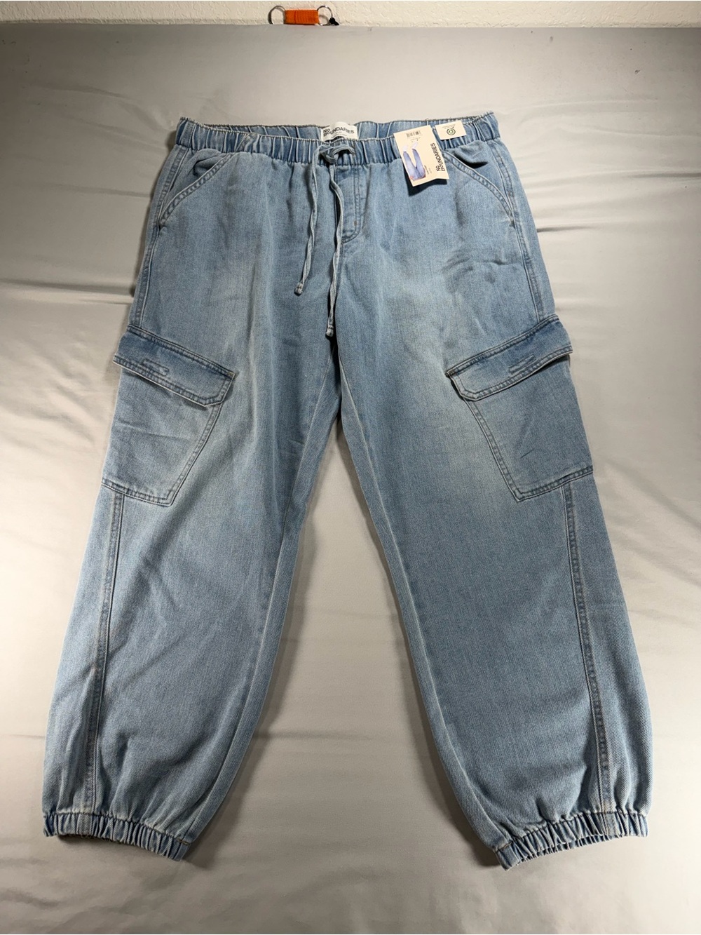 No Boundaries Denim Cargo Joggers Pants Light Wash XXL 20 Junior Plus #1118